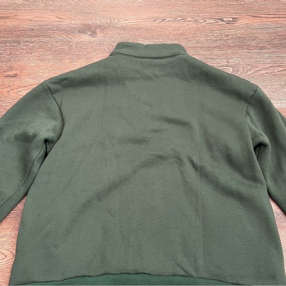 Women’s Green Quarter-Zip Sweater Dark Green Size Small Fleece - Picture 5 of 6